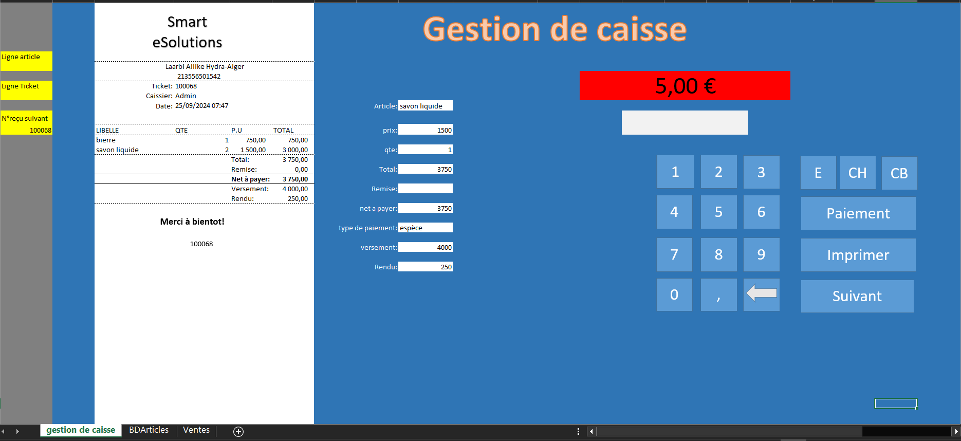 APLLICATION DE GESTION DE CAISSE